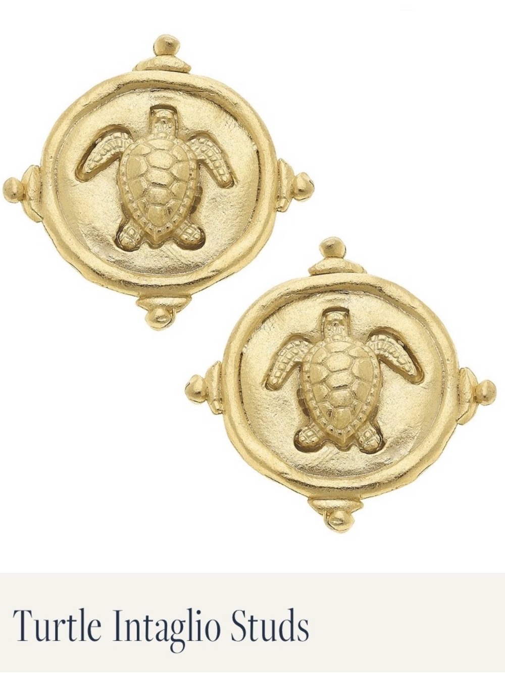 Susan Shaw Turtle Intaglio Stud Earrings